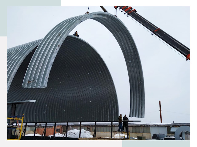 Полукруглые ангары в отрадном